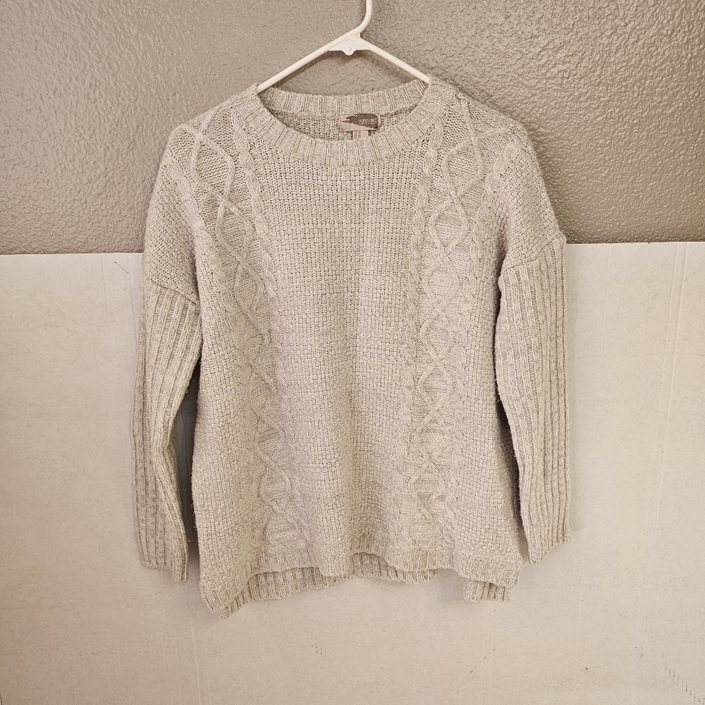 Rue21 Women Cozy Cream Cable Knit Sweater Sz Med Chunky Y2K Preppy Academia C546